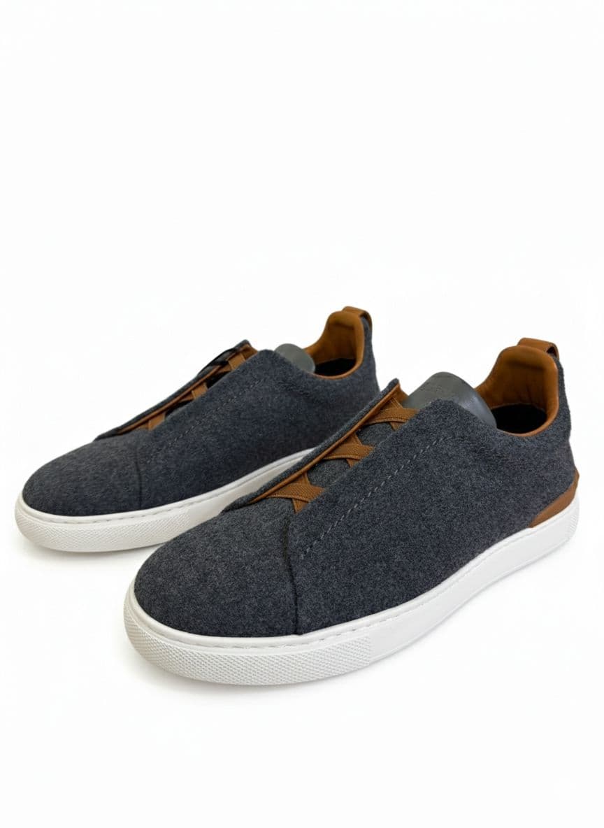 ZEGNA Triple Stitch™ Leather-Trimmed Wool Slip-On Sneakers